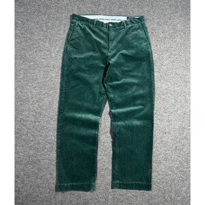 Polo Ralph Lauren Pants Mens 36x30 Green Corduroy Cotton Pleated Front Classic